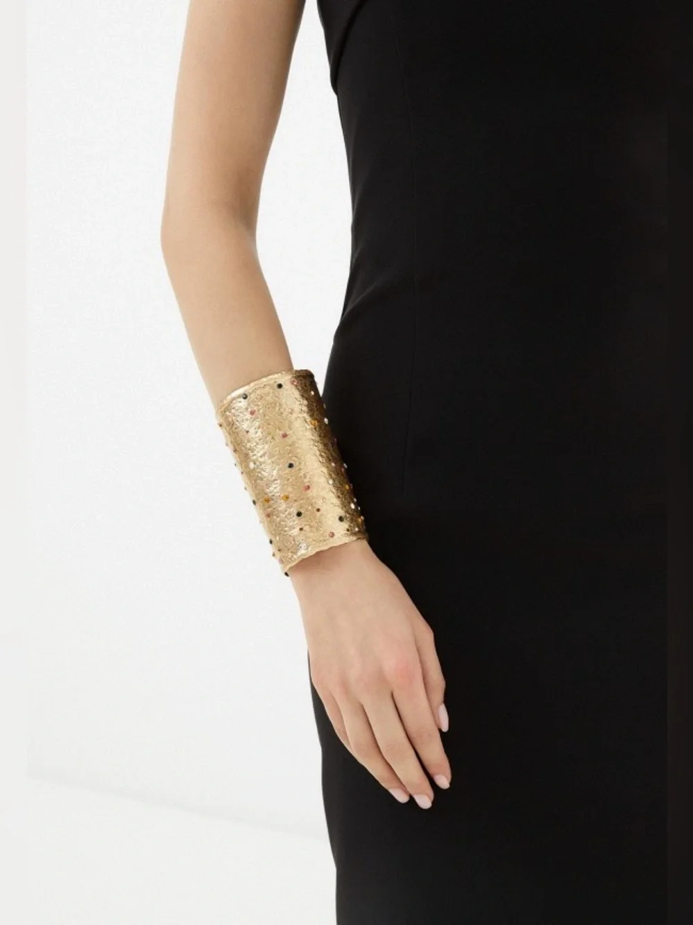 NWOT. Zara Golden Metal Wide Bracelet/Cuff with Rhinestones.